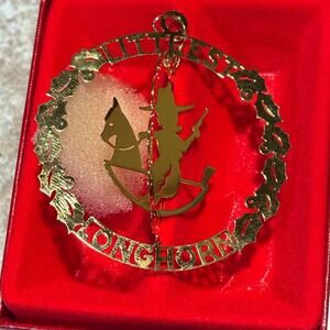 Camerlane Littlest Longhorn Western 24K Gold Finish Christmas Ornament New